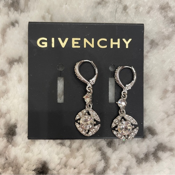 NEW Givenchy Crystal Silver Drop Earrings - Picture 5 of 7